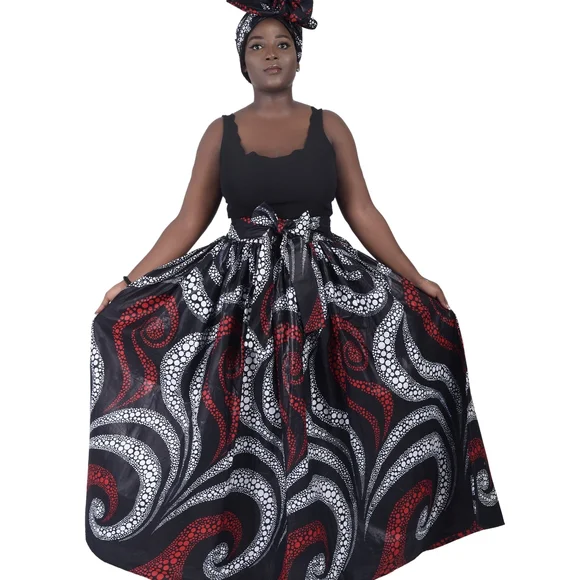 Ankara Print Maxi Skirt with Matching Bandeau/Scarf - Picture 3 of 10